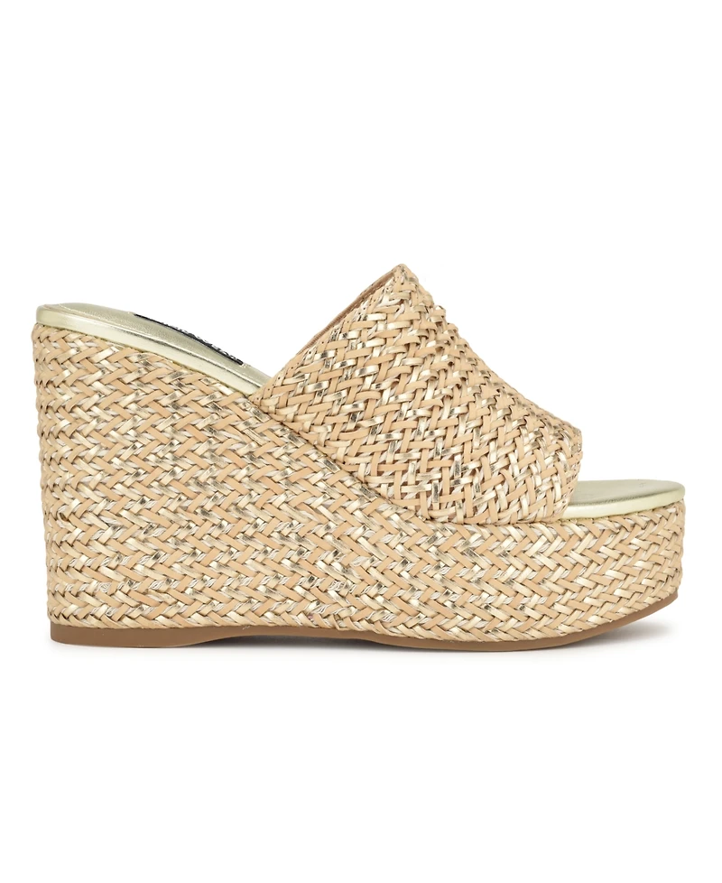 Nine West Women's Everie Woven High Platform Wedge Sandals