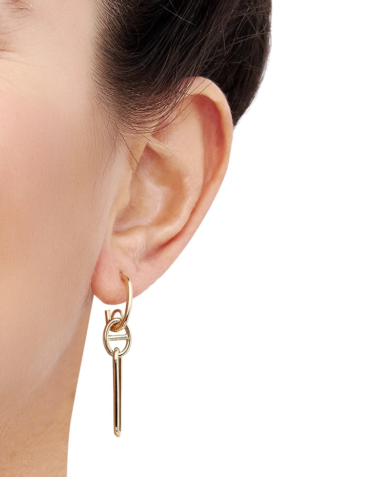 Italian Gold Polished Mariner & Paperclip Link Drop Earrings in 10k Gold