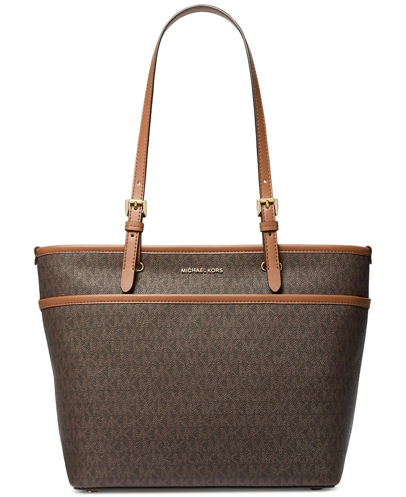 Michael Kors Logo Large Top Zip Pocket Tote