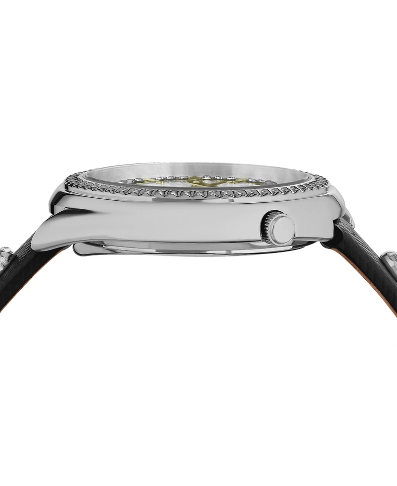 Versus Versace Women's Tortona Crystal 2 Hand Quartz Black Genuine Leather Watch, 38mm