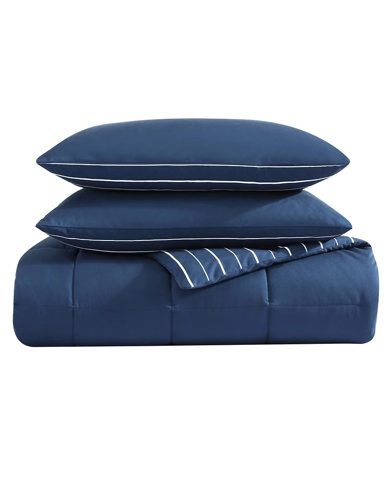 Nautica Longdale Solid Stripe Reversible 2 Piece Comforter Set, Twin