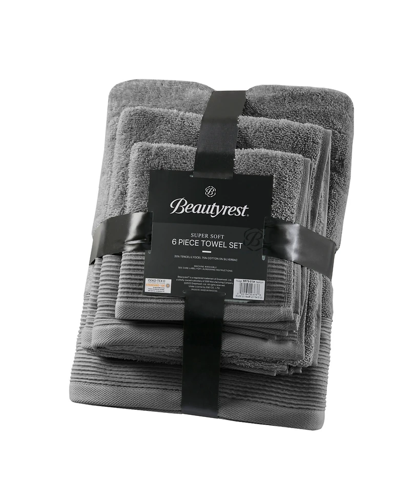 Closeout! Beautyrest Nuage Cotton Lyocell Blend 6 Piece Towel Set