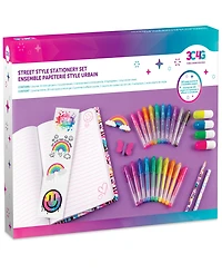 3C4G: Street Style Stationery 30 Piece Set, Make It Real, Teens Tweens Girls, 160 Page Lined Journal, 20 Mini Gel Pens, 2 Erasers, 2 Colored Pencils,
