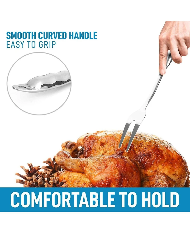 Zulay Kitchen Stainless Steel Meat Carving Fork With Comfortable Handle
