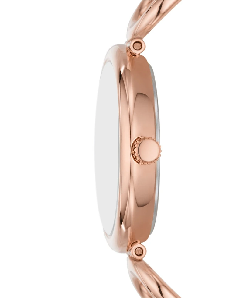 Fossil Women's Carlie Three-Hand Rose Gold-Tone Stainless Steel Watch, 30mm