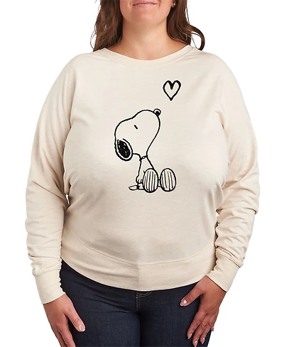 Hybrid Apparel Trendy Plus Size Snoopy Long Sleeve Graphic Pullover Top