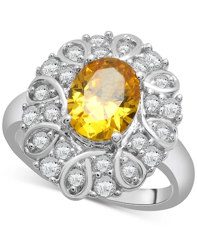 Citrine (1-5/8 ct. t.w.) & Lab-Grown White Sapphire (1-1/8 ct. t.w.) Looped Halo Ring in Sterling Silver