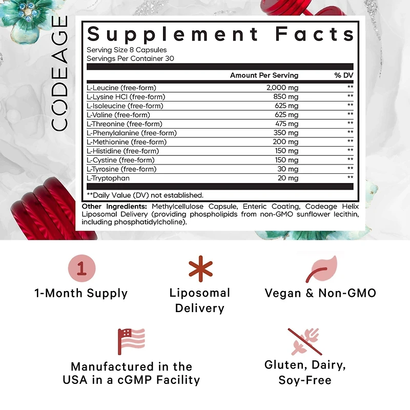 Codeage Multi Amino+ Bcaa & Eaa Supplement, All 9 Essential Amino Acids, Free-Form Branched-Chain Amino Acid Pills, Sport Supplement, Pre & Post Worko