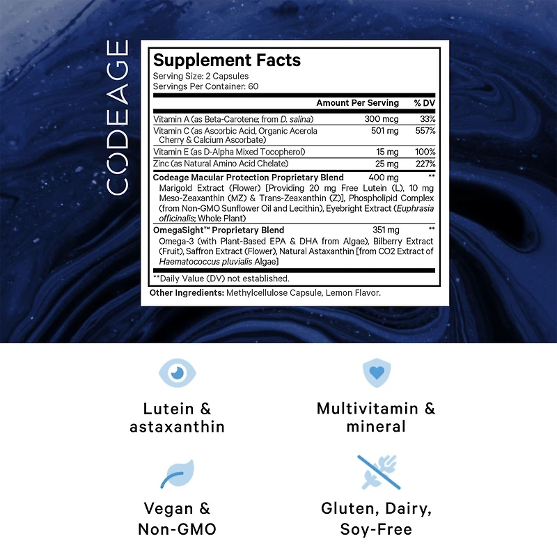 Codeage Eyes Vitamins - Areds 2 Based Formula Supplement - 2-Month Supply