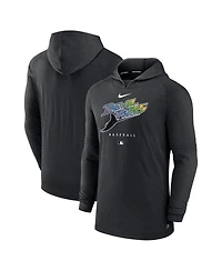 Men's Nike Heather Black Tampa Bay Rays Authentic Collection Early Work Tri-Blend Performance Pullover Hoodie