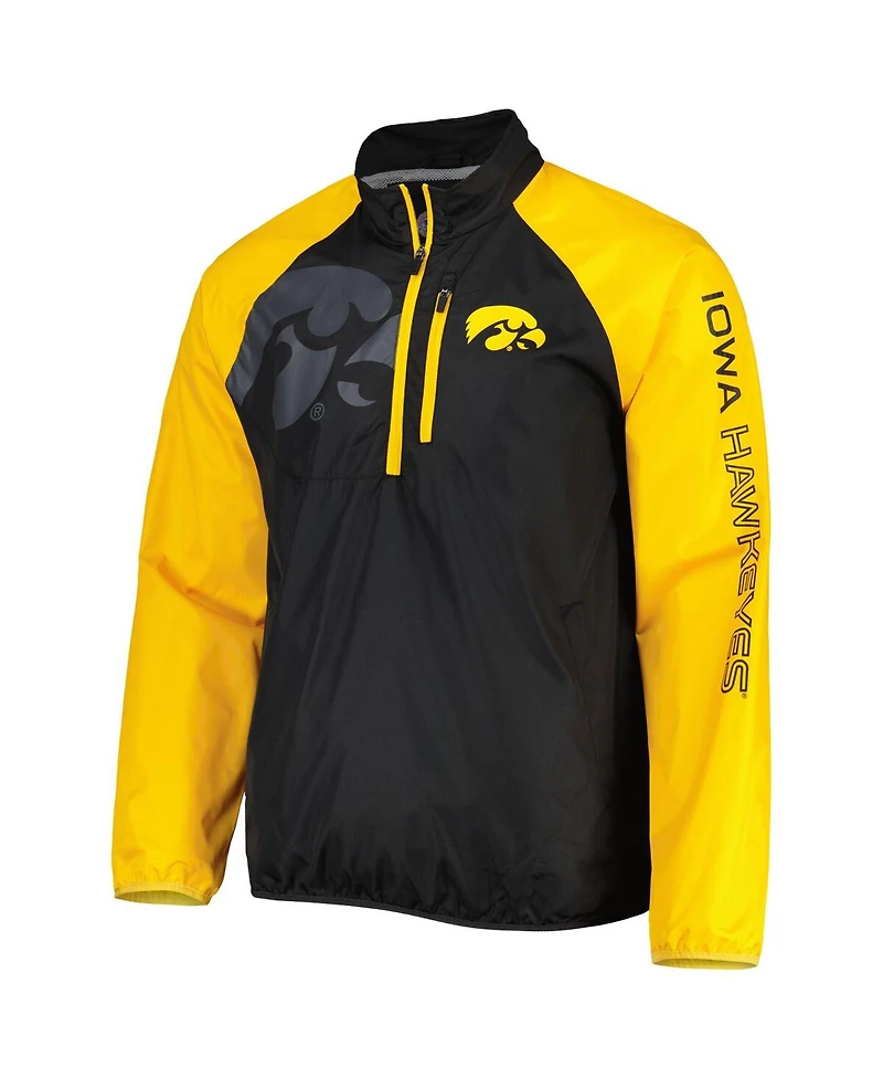 Men's G-iii Sports by Carl Banks Black, Gold Iowa Hawkeyes Point Guard Raglan Half-Zip Jacket