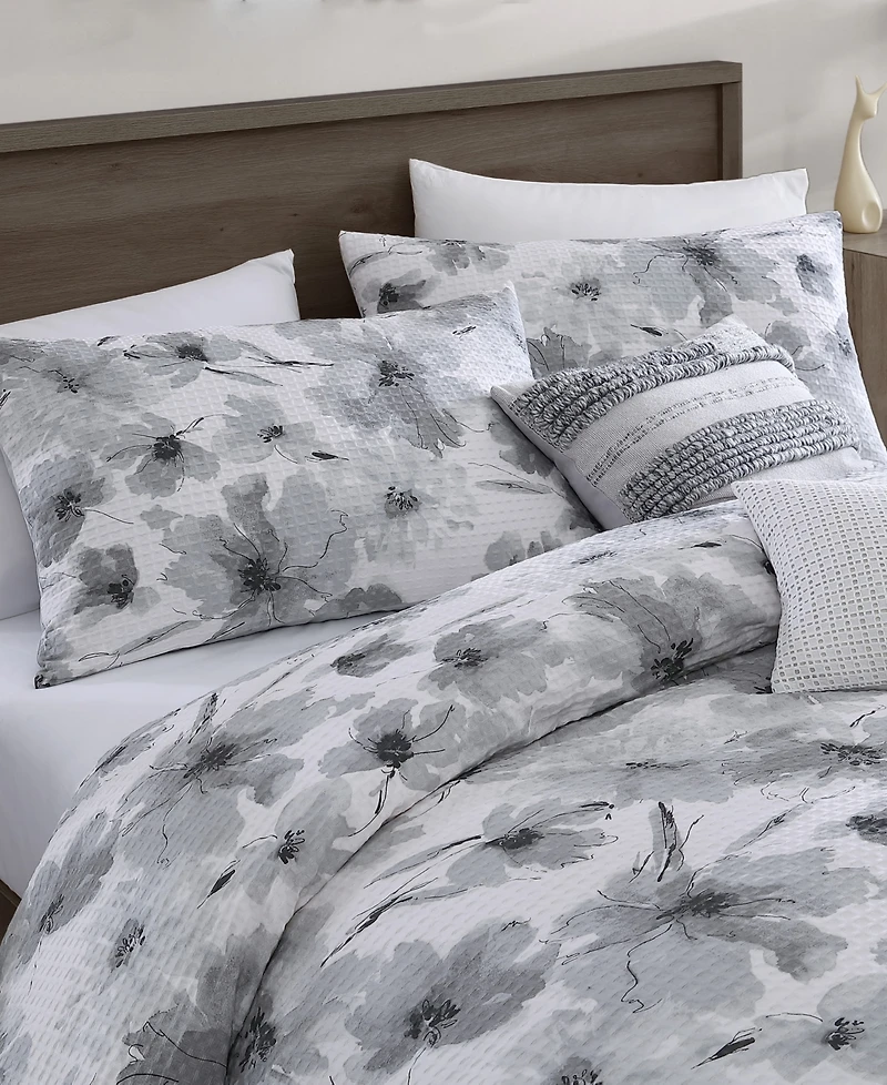 Dkny Modern Bloom 3 Piece Duvet Cover Set, Queen