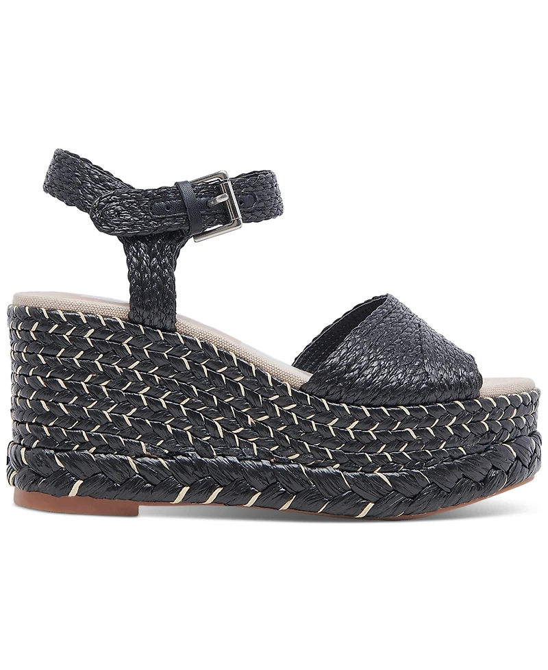 Dolce Vita Women's Tiago Raffia Ankle-Strap Espadrille Platform Wedge Sandals