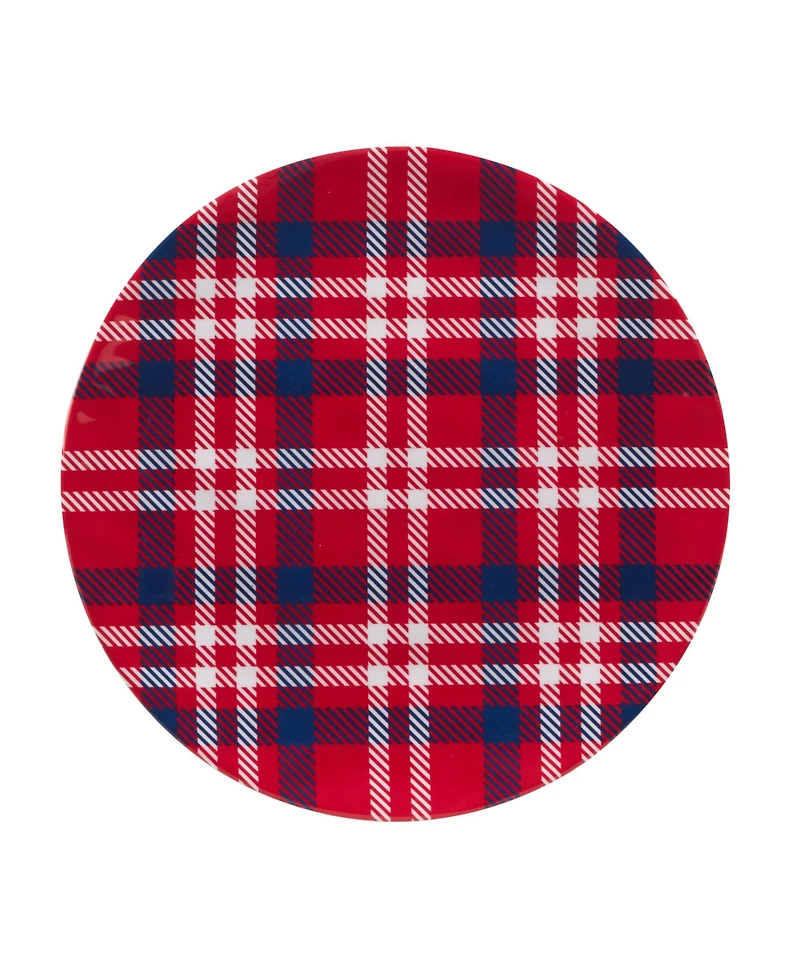 Certified International Patriotic Plaid Melamine 12 Piece Dinnerware Set, Service for 4