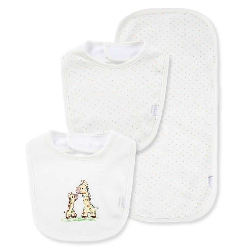 Little Me Baby Boys and Baby Girls Giraffe Bibs and Burp Cloth
