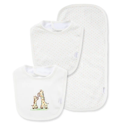 Little Me Baby Boys and Baby Girls Giraffe Bibs and Burp Cloth