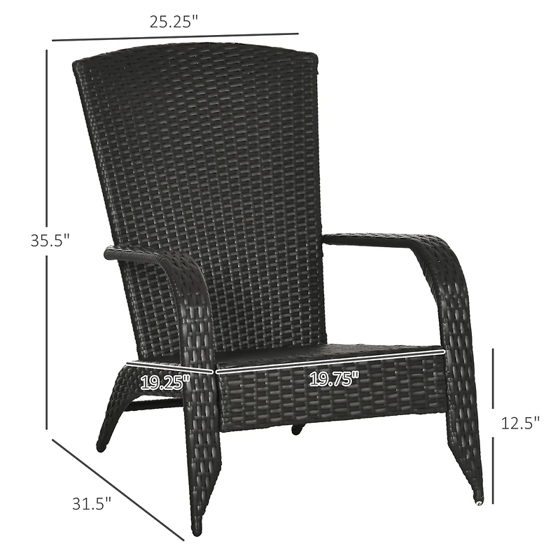 Outsunny Pe Rat Adirondack Lounge Patio Fire Pit Chair,