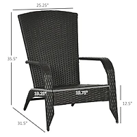 Outsunny Pe Rat Adirondack Lounge Patio Fire Pit Chair,