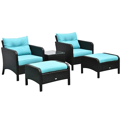 Outsunny 5pcs Outdoor Patio Furniture Set All Weather Wicker Conversation Set