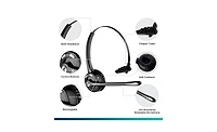 Delton Wireless Computer Headset with Usb Dongle and Hook, Bluetooth Headset with Noise Canceling Mic, 15 Hrs talk time, Wireless Headset for Computer