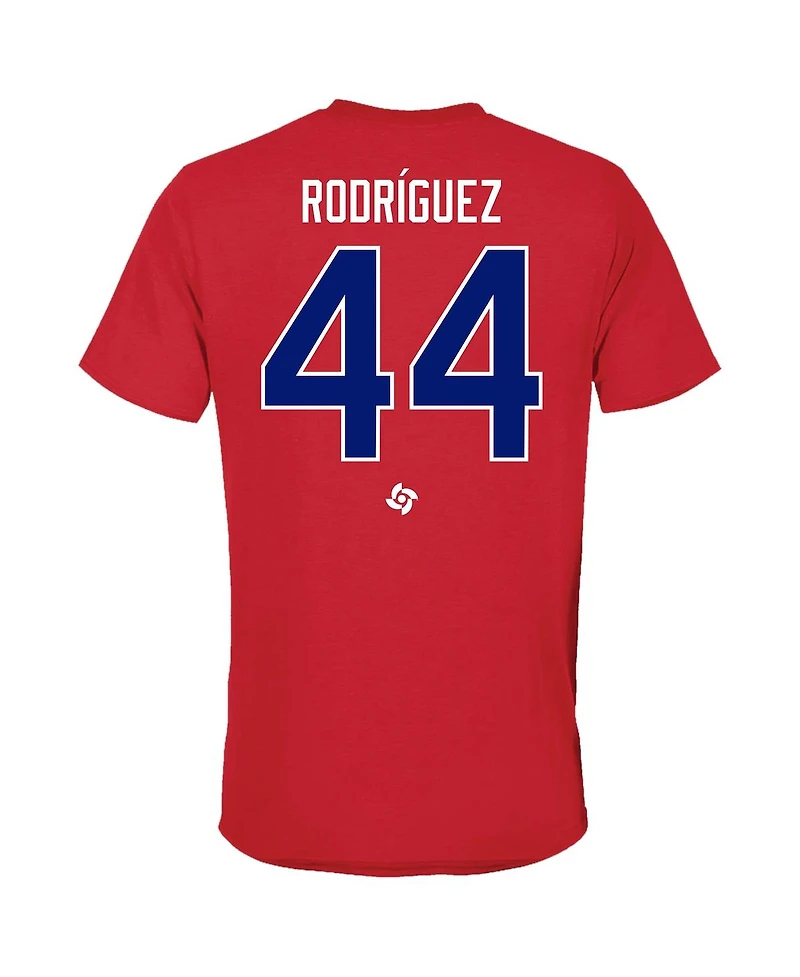Men's Legends Julio Rodriguez Red Dominican Republic Baseball 2023 World Baseball Classic Name and Number T-shirt