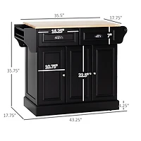 Homcom Kitchen Island on Wheels Kitchen Storage Cabinet Utility Cart