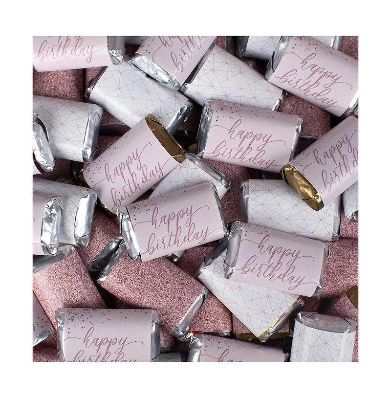 Just Candy Rose Gold Happy Birthday Candy Hershey's Chocolate Mix, 108 Pieces