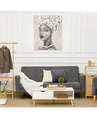 Homcom Hand-Painted Wall Art, Canvas Painting African Woman, 39.25" x 31.5"