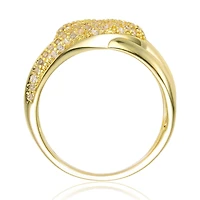 Ra 14K Gold Plated Round Cubic Zirconia Modern Bypass Ring