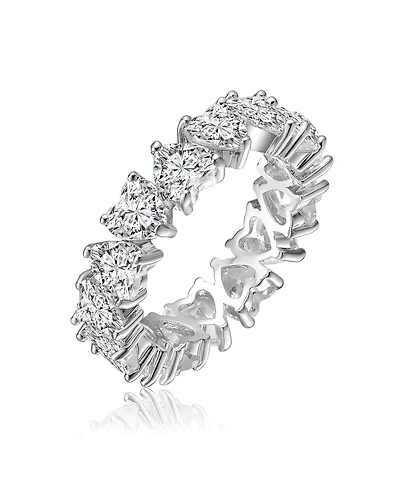 Ra White Gold Plated Heart Cubic Zirconia Band Ring