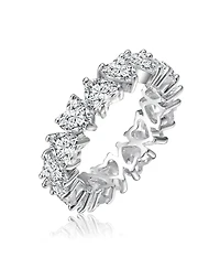 Ra White Gold Plated Heart Cubic Zirconia Band Ring