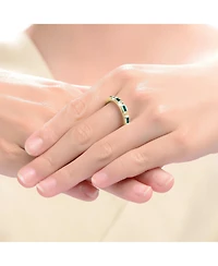 Ra 14K Gold Plated Green Cubic Zirconia Band Ring