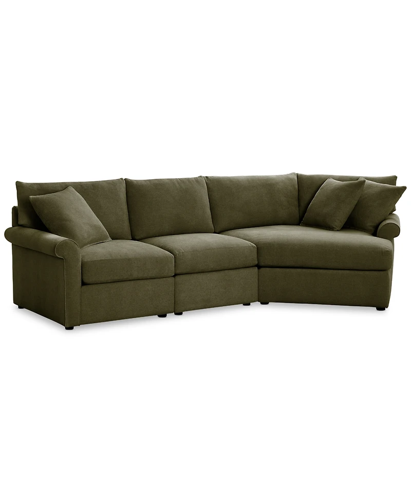 Closeout! Wrenley 131" 3-Pc. Fabric Modular Cuddler Chaise Sectional Sofa, Created for Macy's