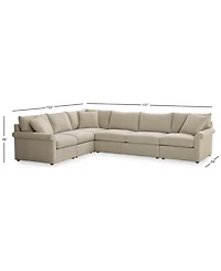 Closeout! Wrenley 137" 5-Pc. Fabric L-Shape Modular Sectional Sofa, Created for Macy's
