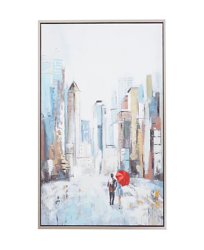 Rosemary Lane Canvas City Framed Wall Art with Silver-Tone Frame, 36" x 2" x 48"