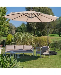 10FT Cantilever Solar Powered 32LED Lighted Patio Offset Umbrella Outdoor