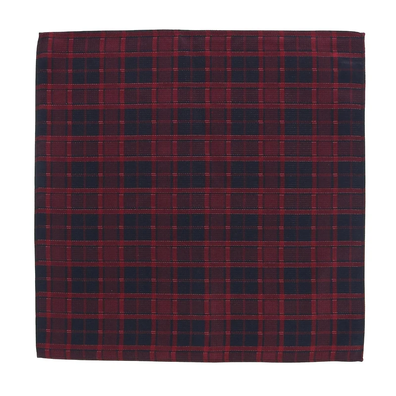 Trafalgar Men's Kincade Red Blackwatch Plaid Silk Pocket Square