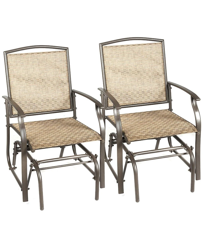 2PCS Patio Swing Single Glider Chair Rocking Seating Steel Frame Garden