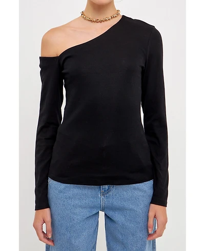 Grey Lab Women's Asymmetric Soft Knit Top
