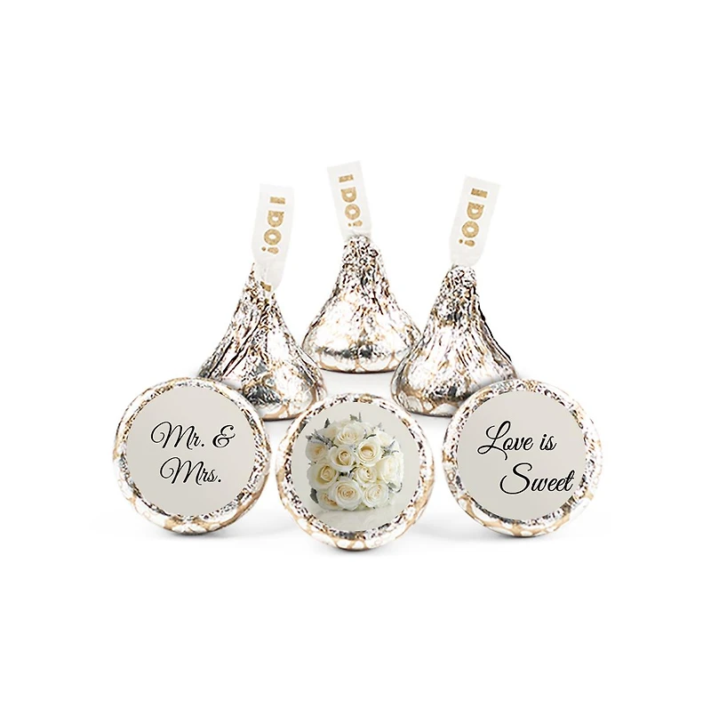 Just Candy Wedding Candy Favors Hershey's Kisses Milk Chocolate Floral - Candy Included - Assembly Required, 75 Pieces