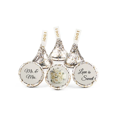 Just Candy Wedding Candy Favors Hershey's Kisses Milk Chocolate Floral - Candy Included - Assembly Required, 75 Pieces