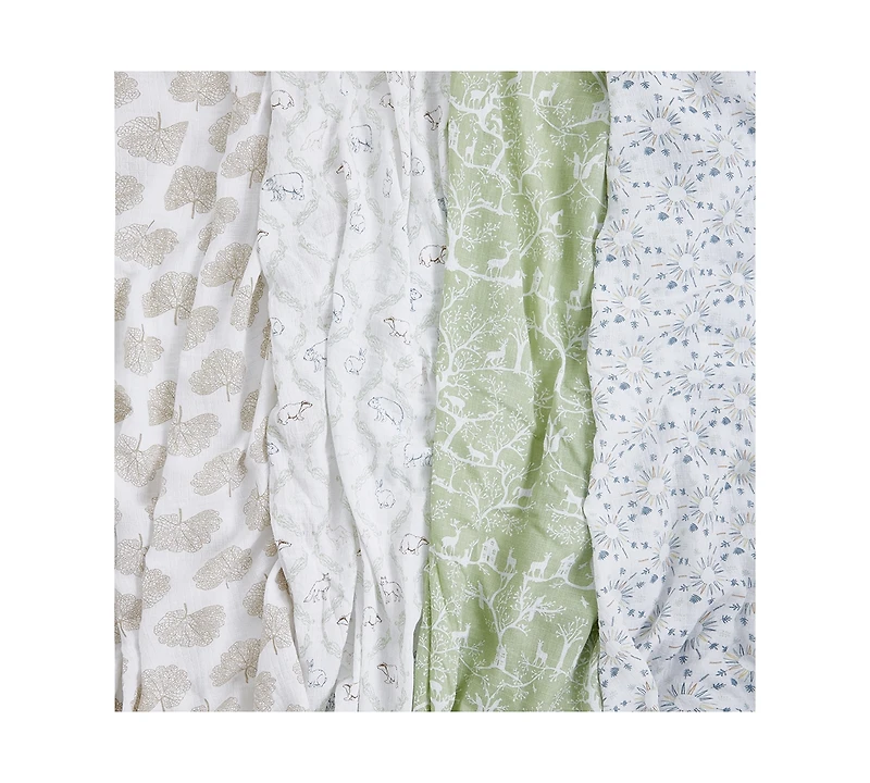 Baby Boys or Baby Girls Muslin Swaddles, Pack of 4