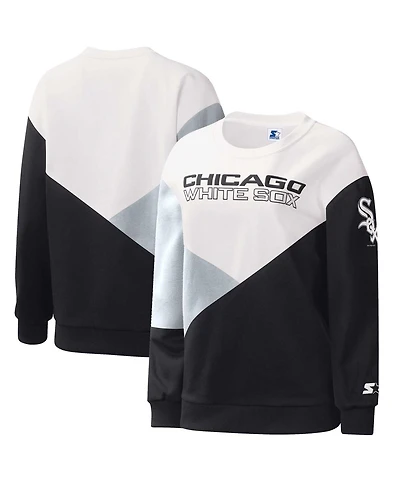 Women's Starter White, Black Chicago White Sox Shutout Pullover Sweatshirt