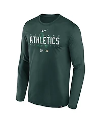 Men's Nike Green Oakland Athletics Authentic Collection Team Logo Legend Performance Long Sleeve T-shirt