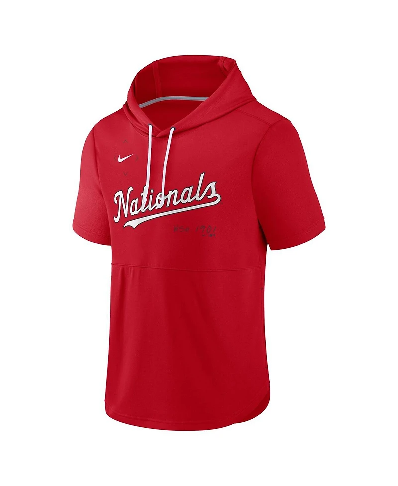 Men's Nike Red Washington Nationals Springer Short Sleeve Team Pullover Hoodie
