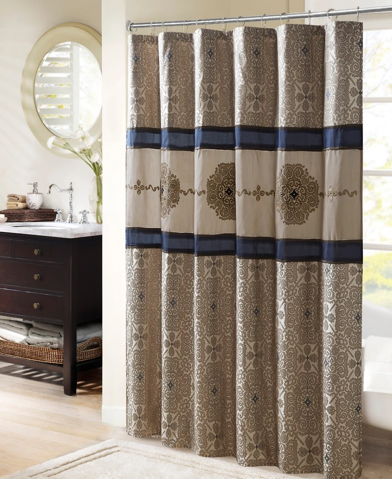 Madison Park Donovan Embroidered Shower Curtain, 72" x