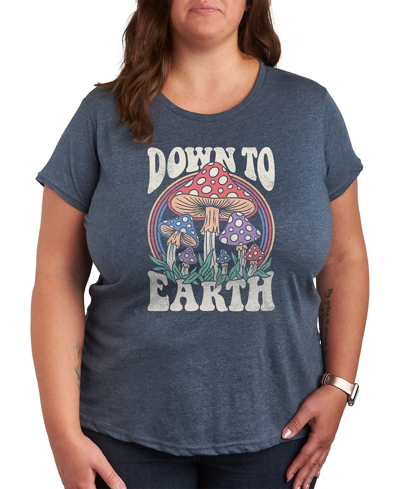 Hybrid Apparel Trendy Plus Size Down to Earth Mushroom Graphic T-shirt