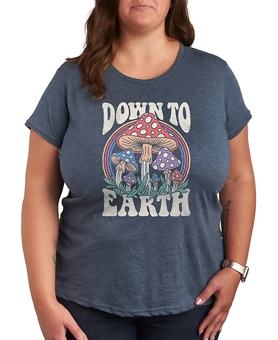 Hybrid Apparel Trendy Plus Size Down to Earth Mushroom Graphic T-shirt