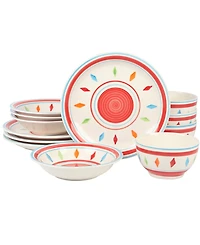 Gibson Home Heidy 12 Piece Hand Painted Dinnerware Sets, Service for 4