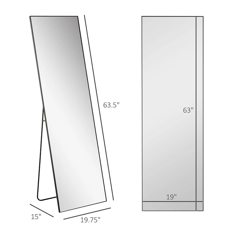 Homcom 62.5" Wall Hanging Full Length Mirror, Sding Bathroom Mirror